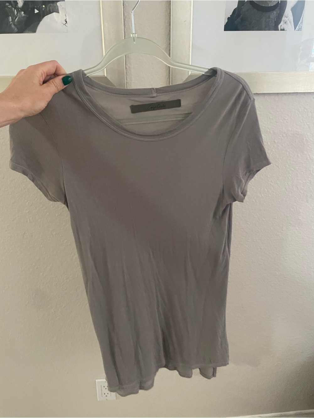 Enza Costa Gray Short Sleeve Crewneck Tee